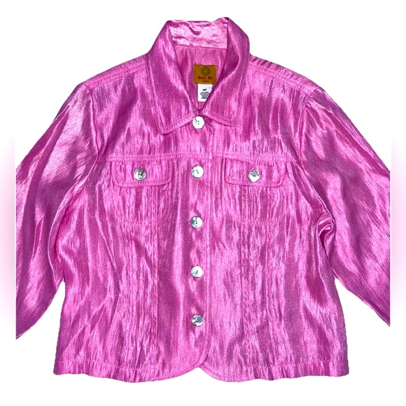 Ruby Rd. Petite Women's Shiny Pink Jacket Size 14P - Picture 1 of 12